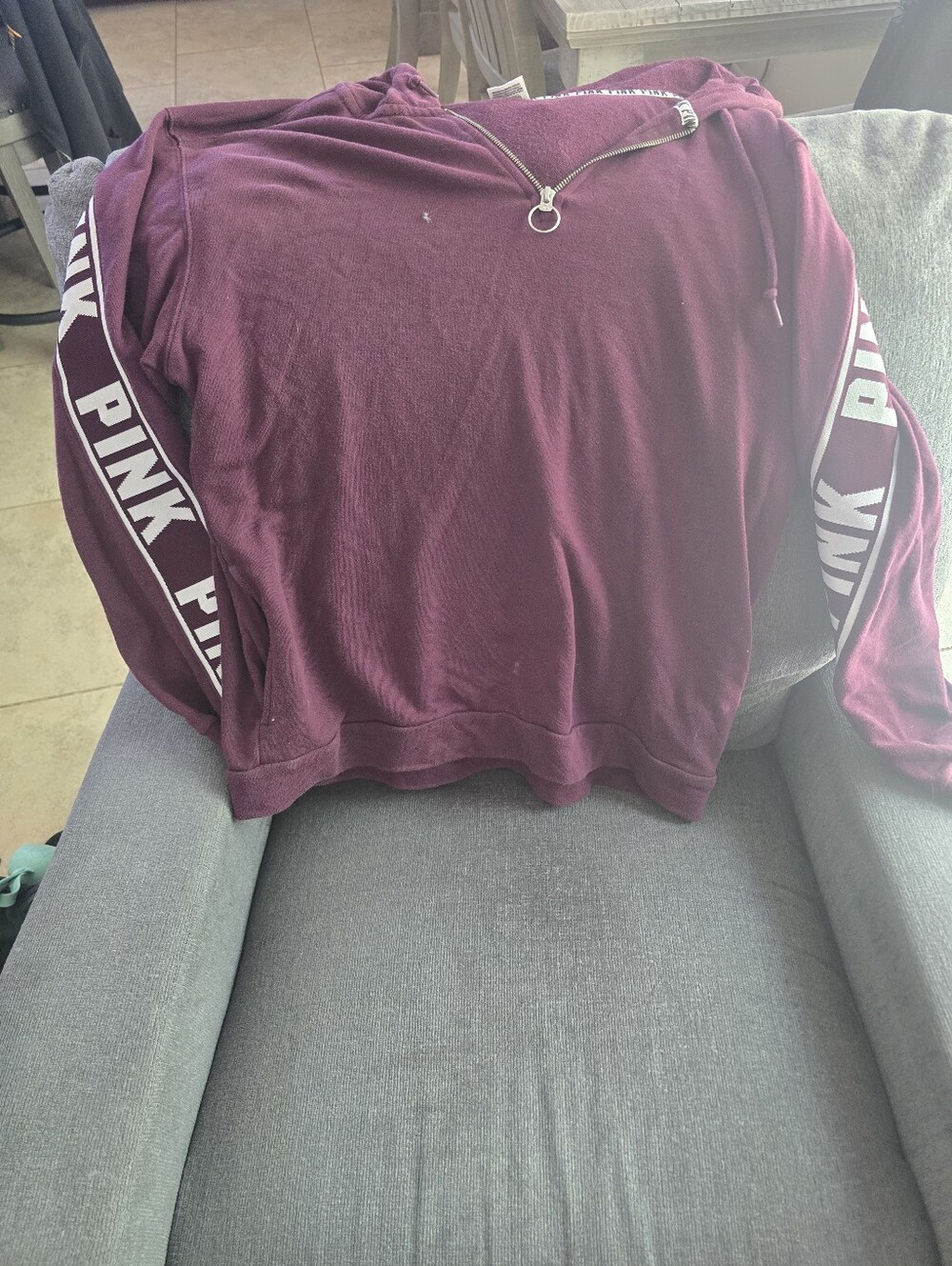 Victoria's Secret PINK Burgundy Knit Zip-Up Hoodie